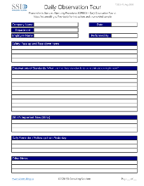 Daily Observation Worksheet